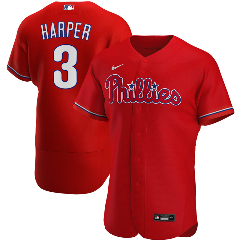 2020 MLB Men Philadelphia Phillies #3 Bryce Harper Nike Red Alternate 2020 Authentic Player Jersey 1->philadelphia phillies->MLB Jersey